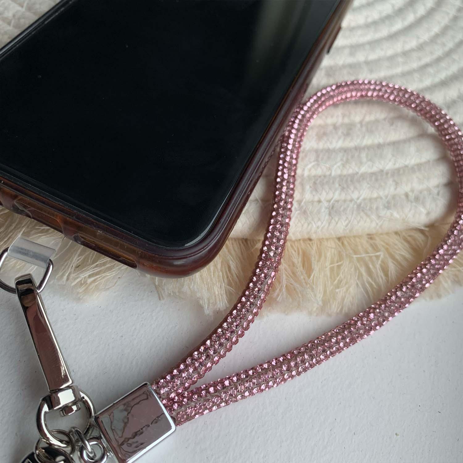 Cordon de téléphone Diamond - rose - argenté