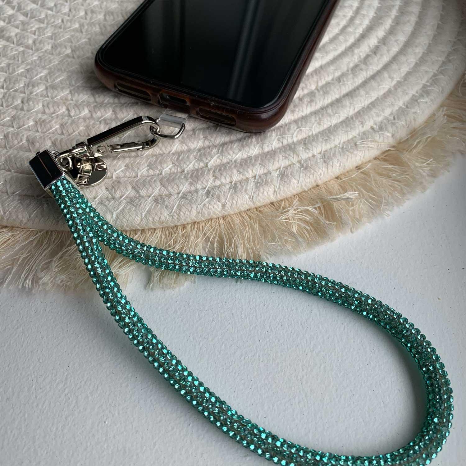 Cordon de téléphone Diamond - bleu marine - argenté