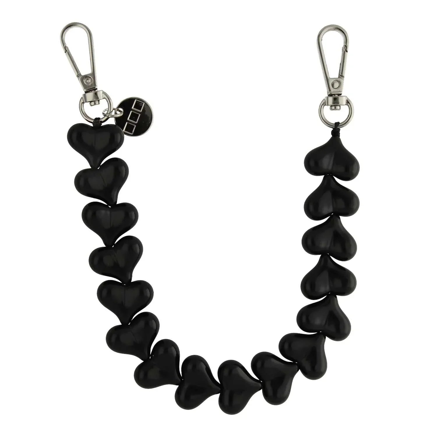 Cordon de téléphone Heart - noir uni - argent