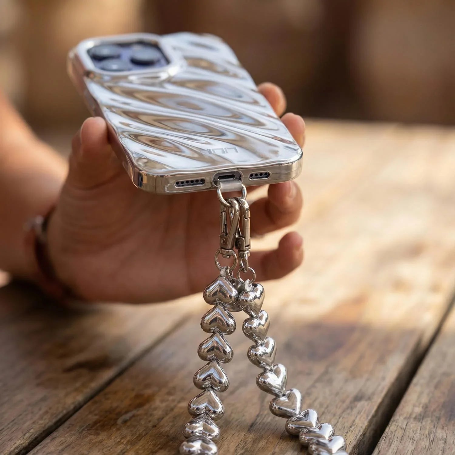 Cordon de téléphone Cœur - argent - argent