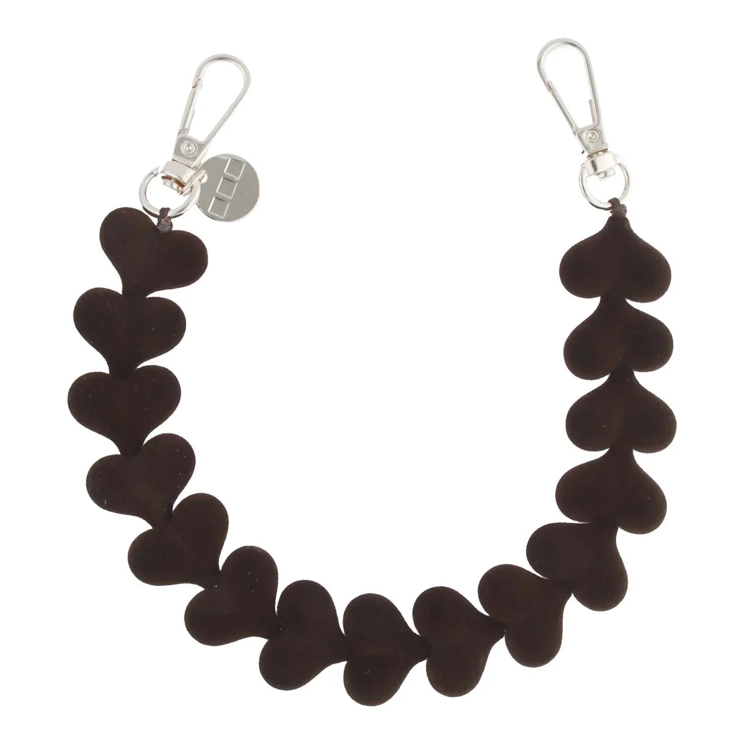 Cordon de téléphone Velours - marron foncé - argent