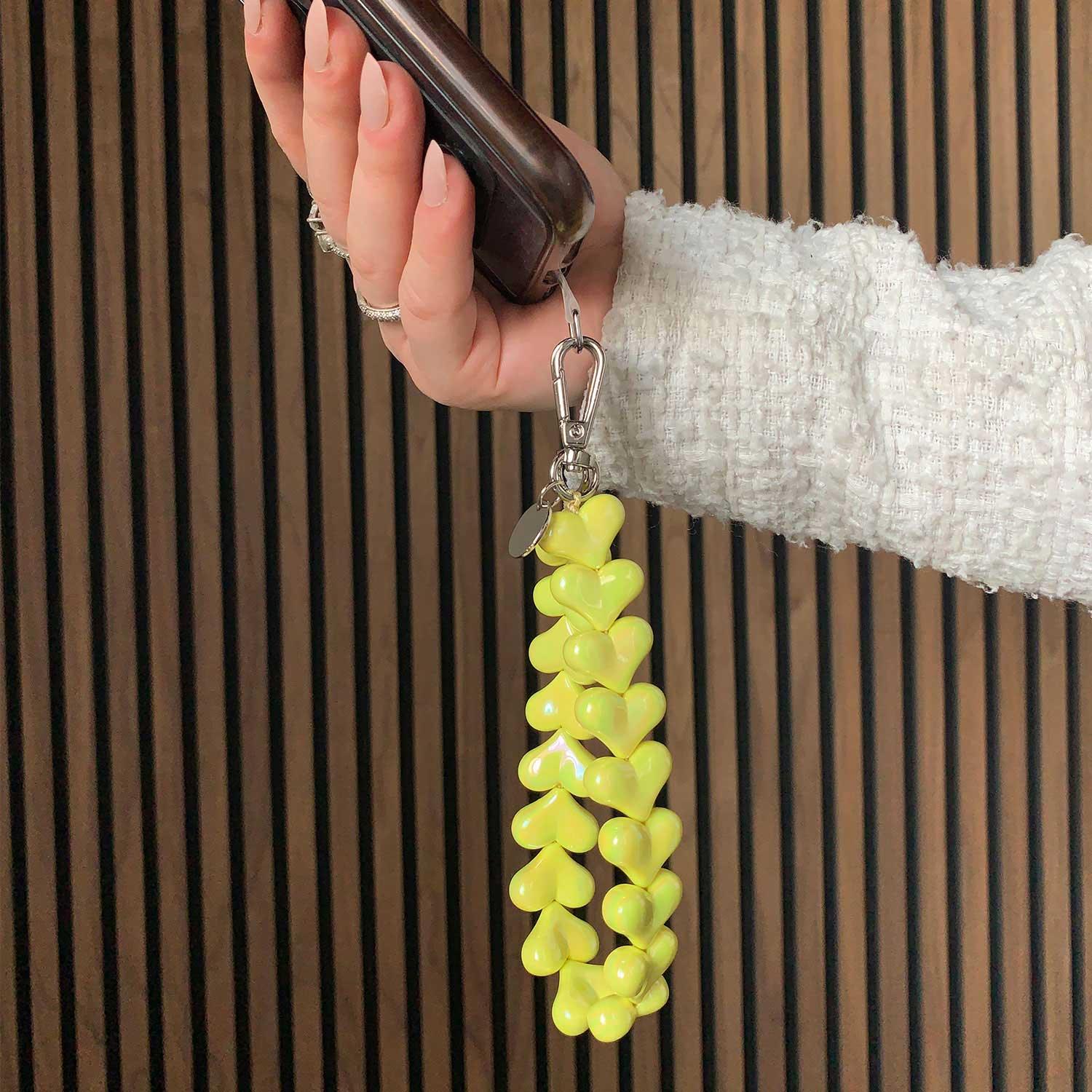 Cordon de téléphone Cœur - jaune - argenté
