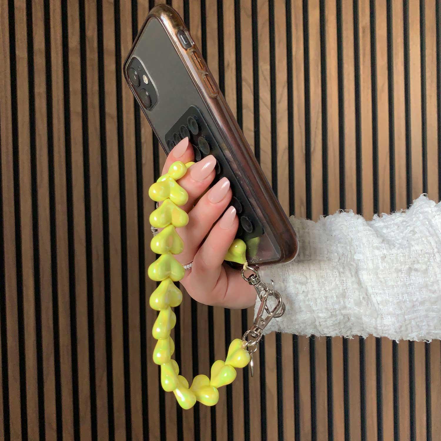 Cordon de téléphone Cœur - jaune - argenté