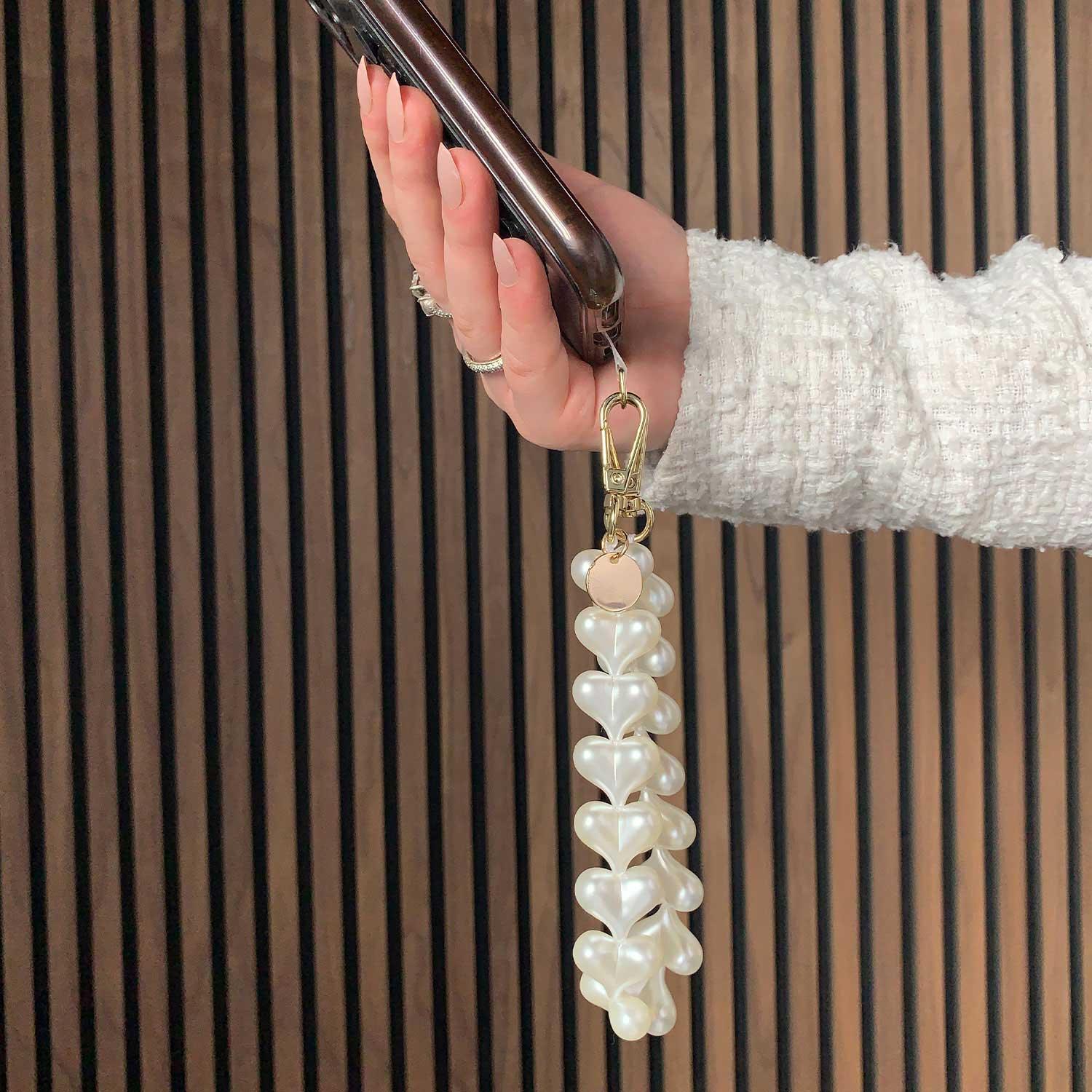 Cordon de téléphone Cœur - blanc - doré