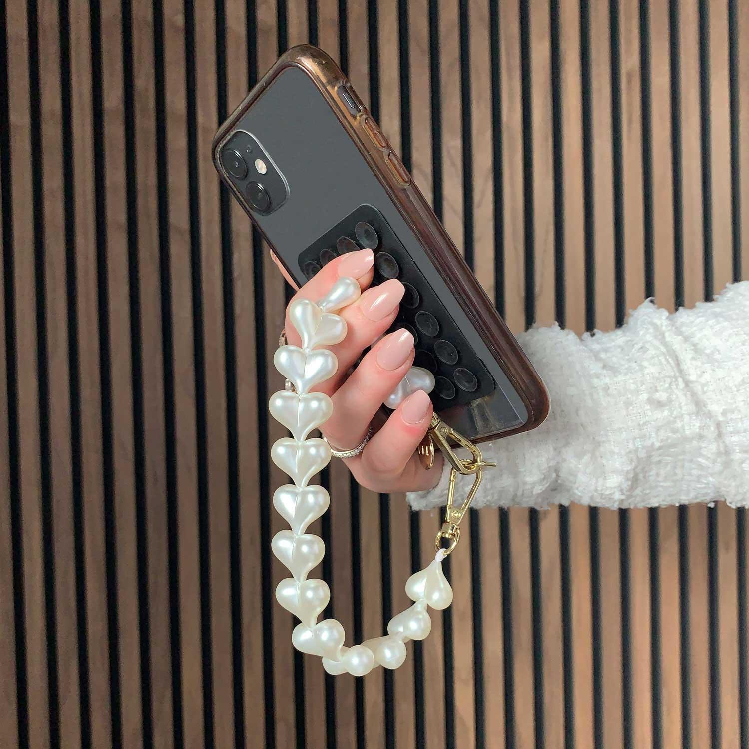 Cordon de téléphone Cœur - blanc - doré