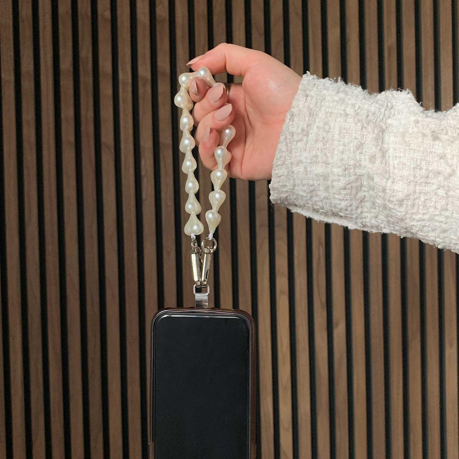 Cordon de téléphone Cœur - blanc - argenté