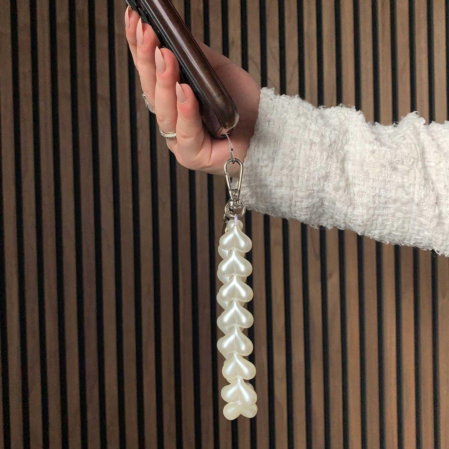 Cordon de téléphone Cœur - blanc - argenté