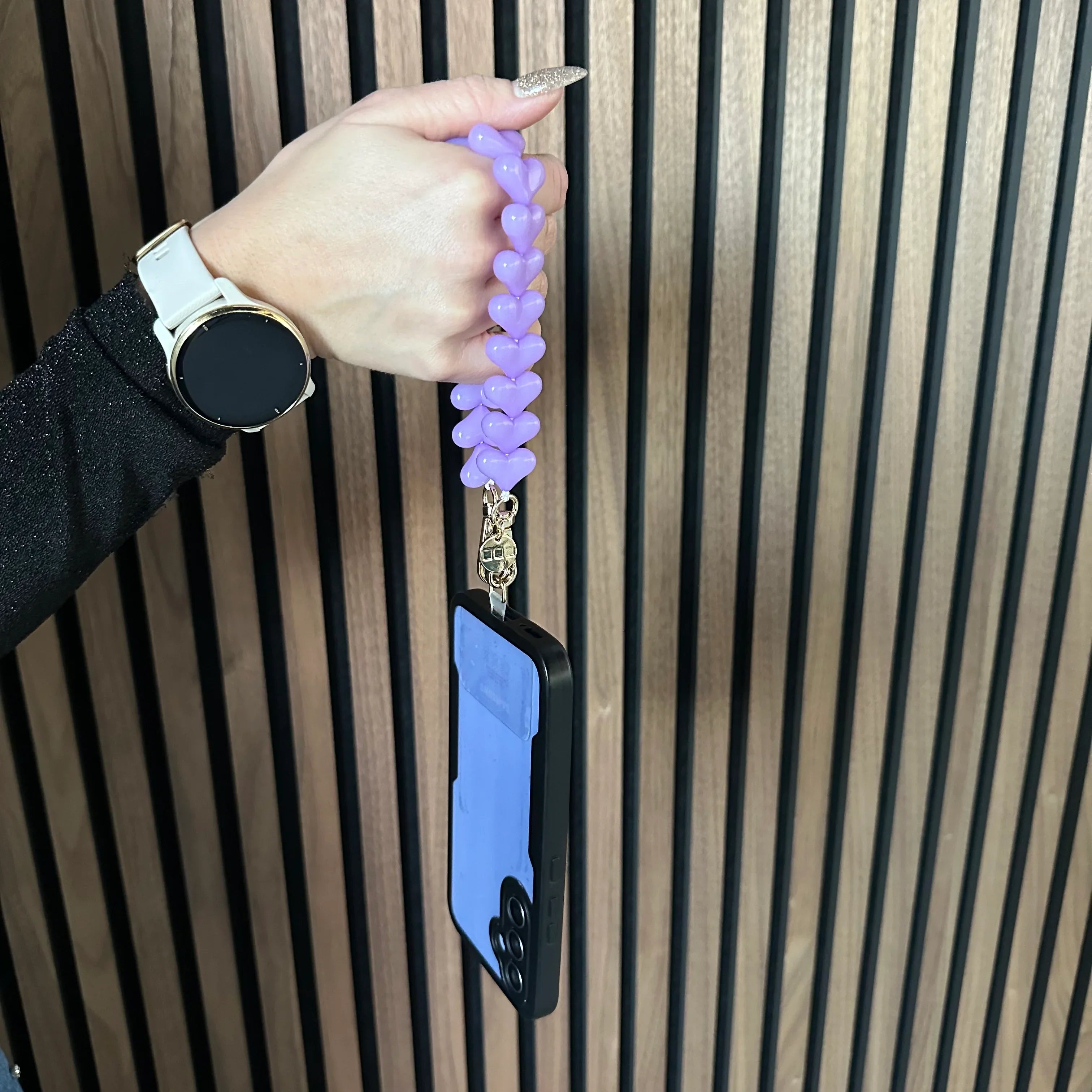 Cordon de téléphone Cœur - violet - or