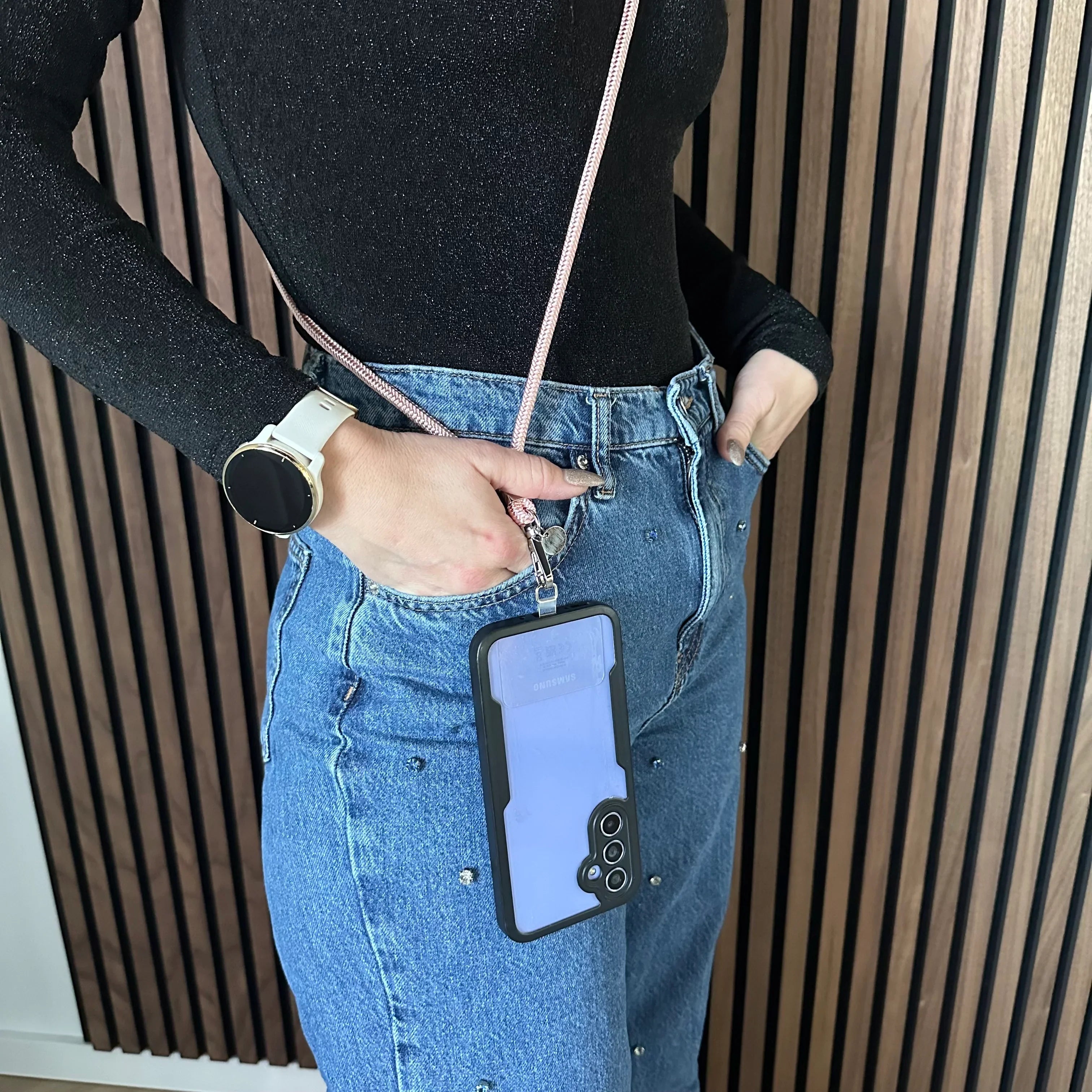 Cordon de téléphone Longa - rose - or