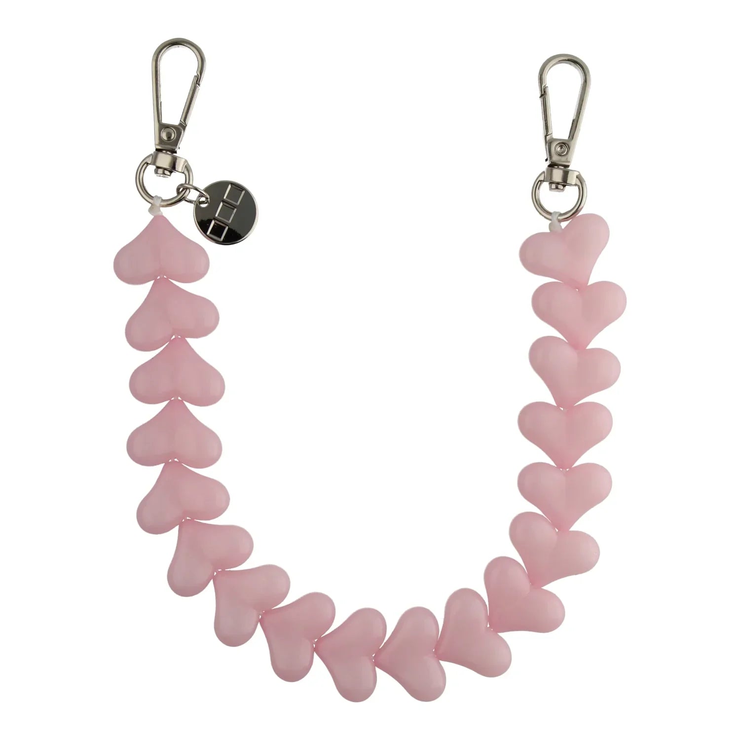 Cordon de téléphone Cœur - rose layette - argenté