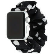 Bracelet pour Apple Watch Savara - chouchou - nylon - noir à pois blancs
