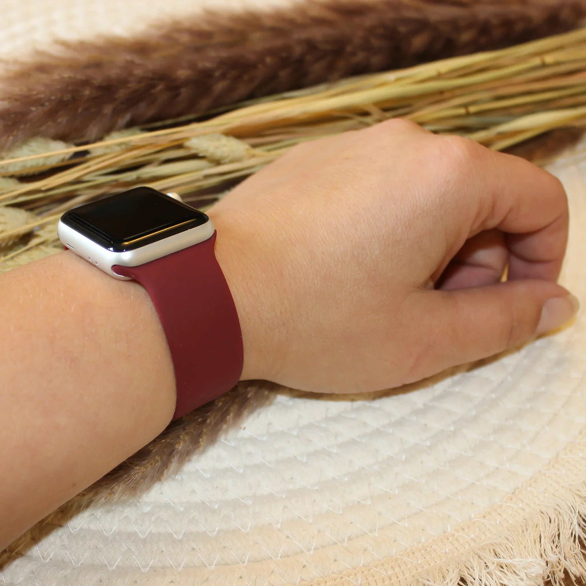 Bracelet Apple Watch - silicone - solo loop - lie de vin