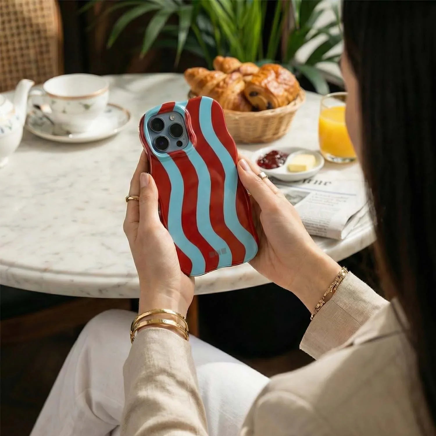 Coque iPhone Candy - bleu rouge