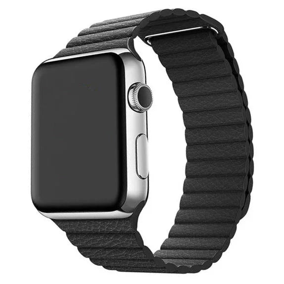 Bracelet Apple Watch - cuir - gaufré - noir
