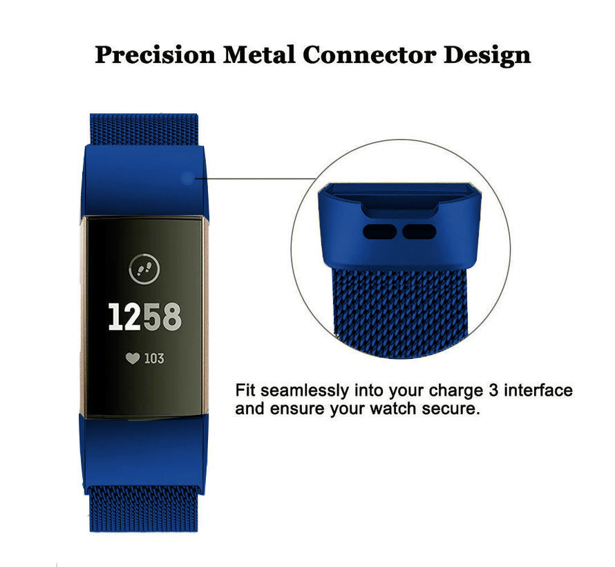 Bracelet milanais Fitbit Charge 3 & 4 - bleu