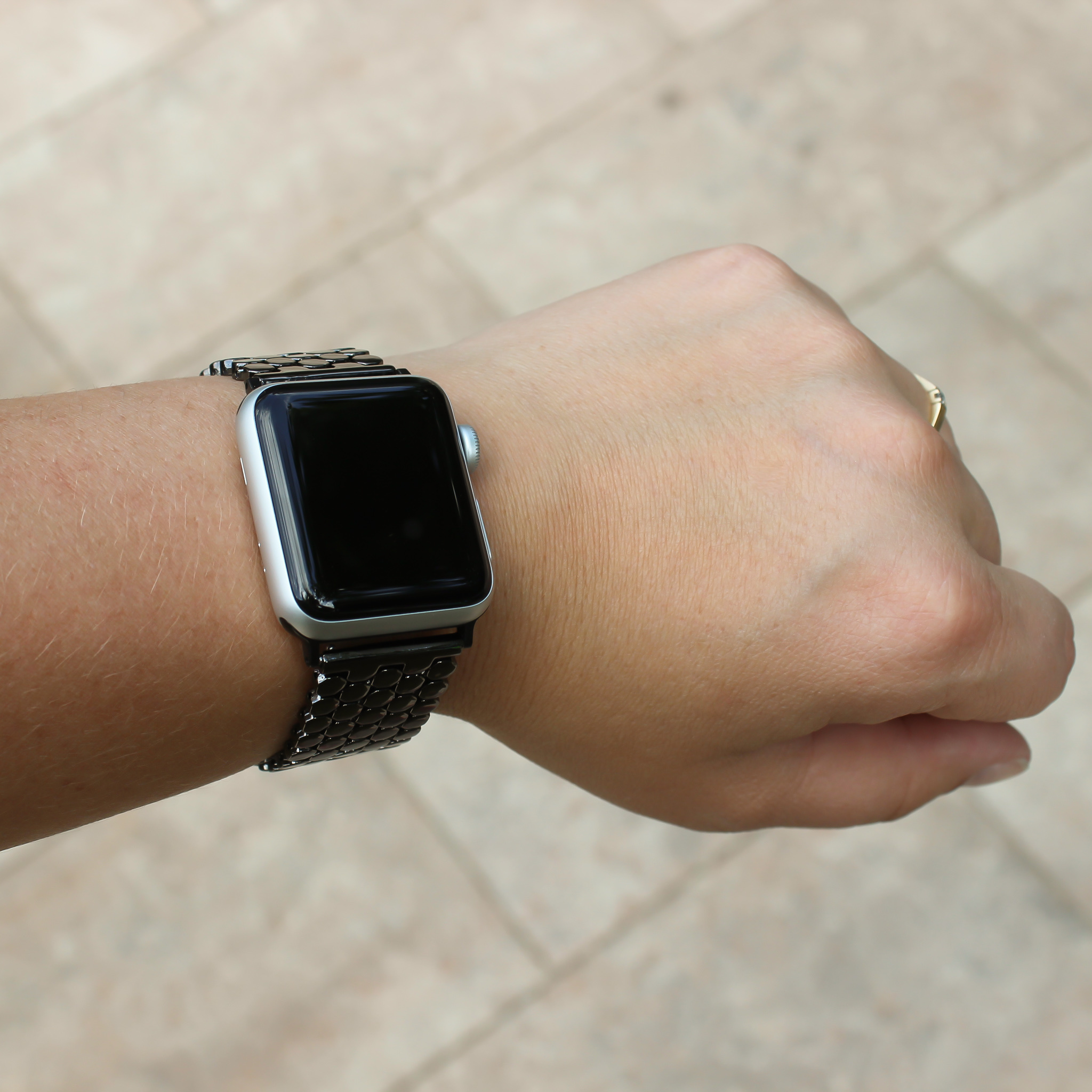 Bracelet acier poisson Apple Watch - noir