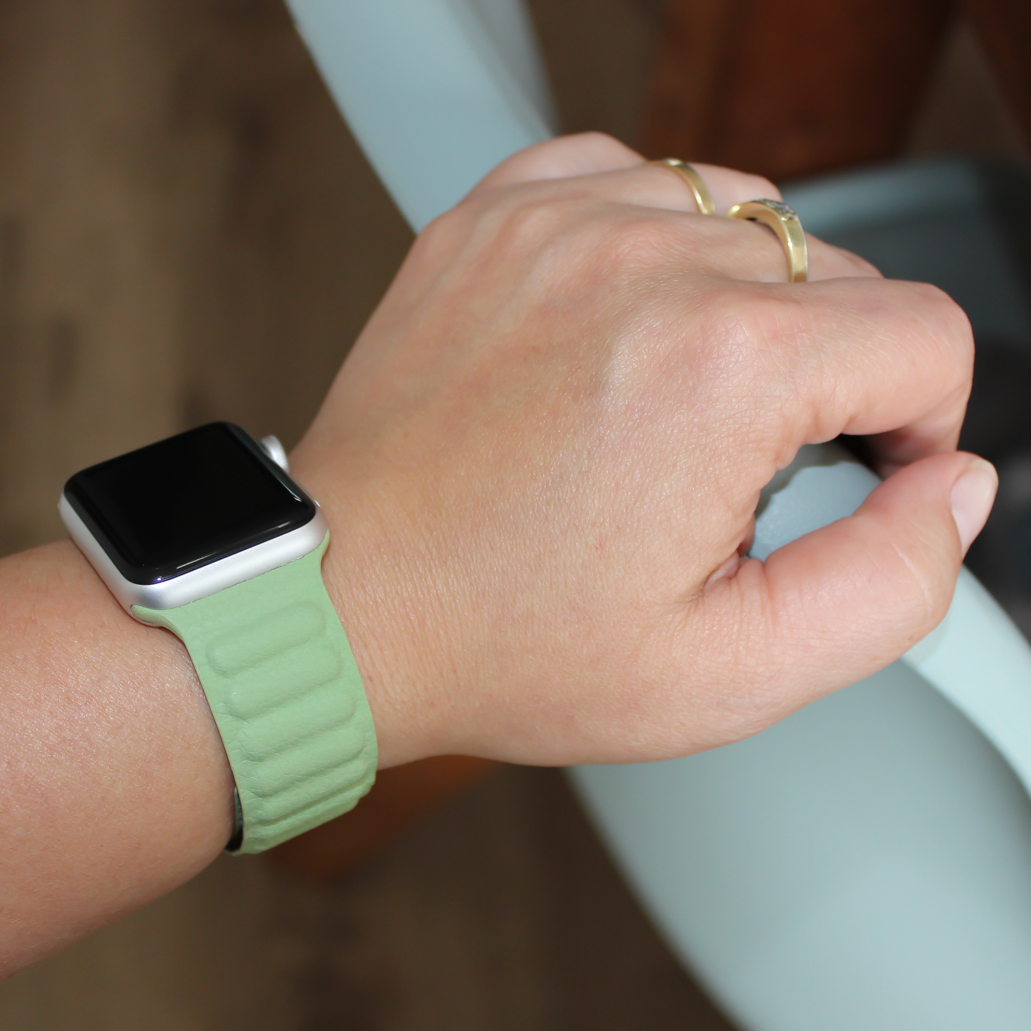 Bracelet en cuir solo Apple Watch - teinte bleu-vert