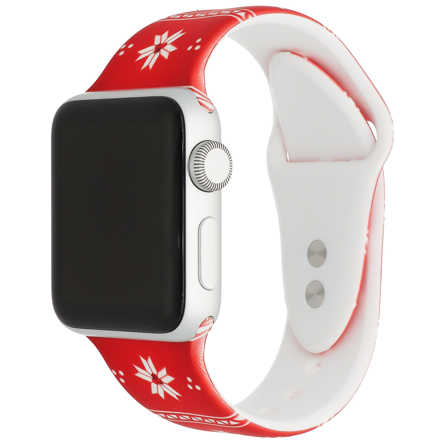 Bracelet sport imprimé Apple Watch - rouge poinsettia de Noël