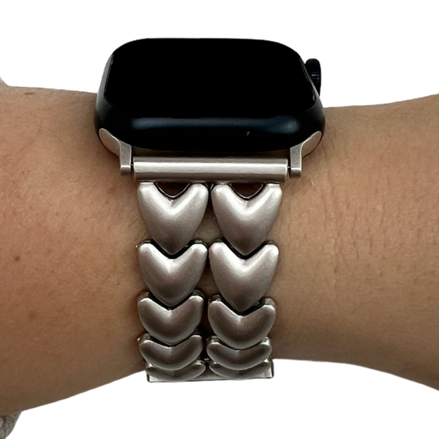 Bracelet à maillons en acier cœur Apple Watch - lumière stellaire