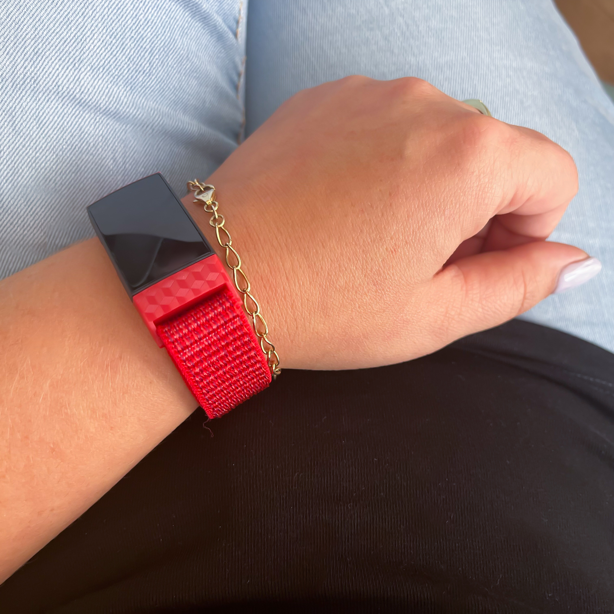 Bracelet boucle sport en nylon Fitbit Charge 3 & 4 - rouge