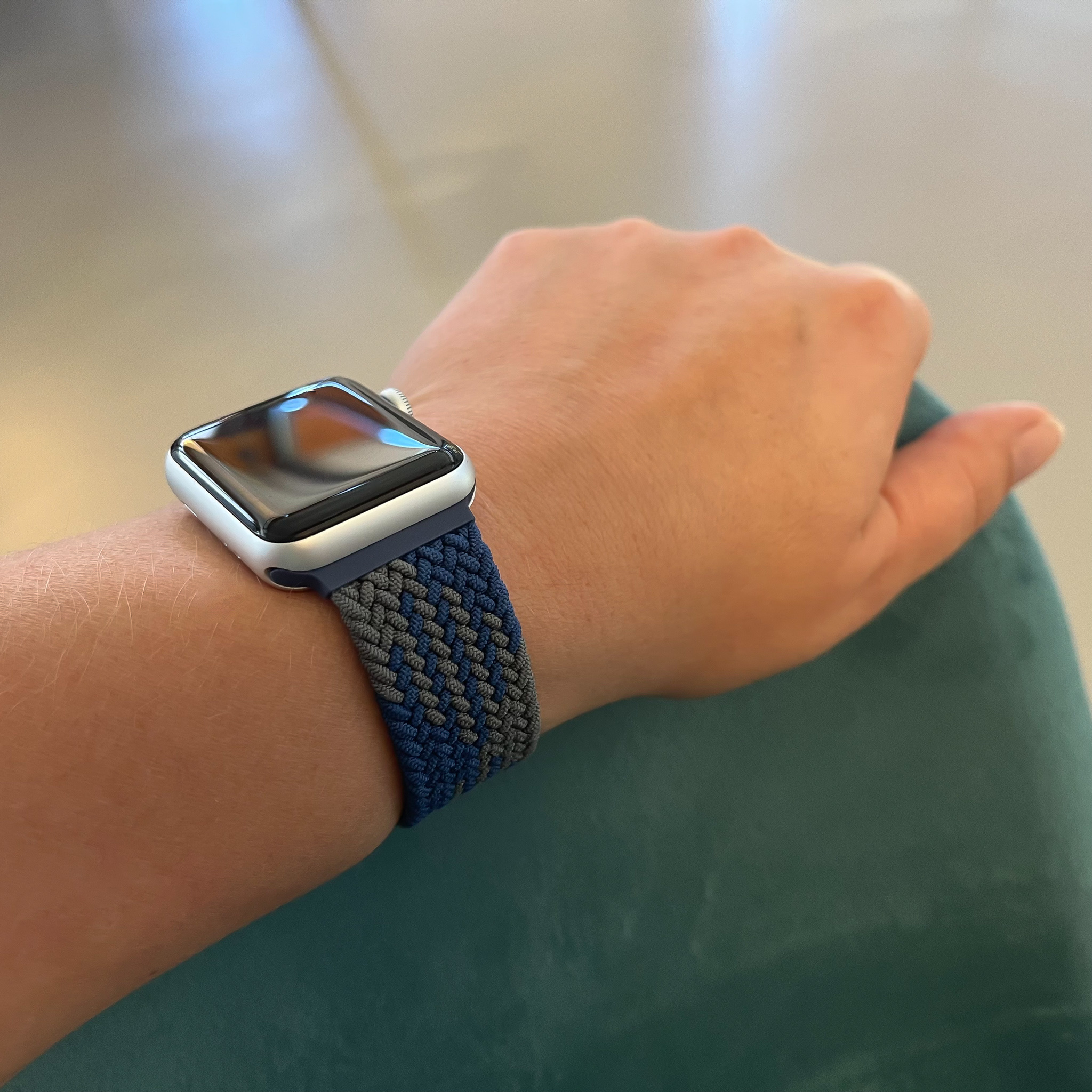 Bracelet nylon Boucle unique tressé Apple Watch - bleu vert