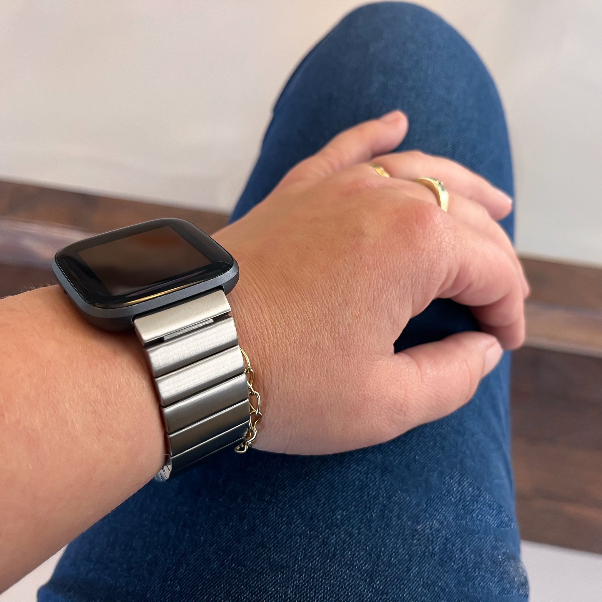 Bracelet acier maillons Fitbit Versa - argent