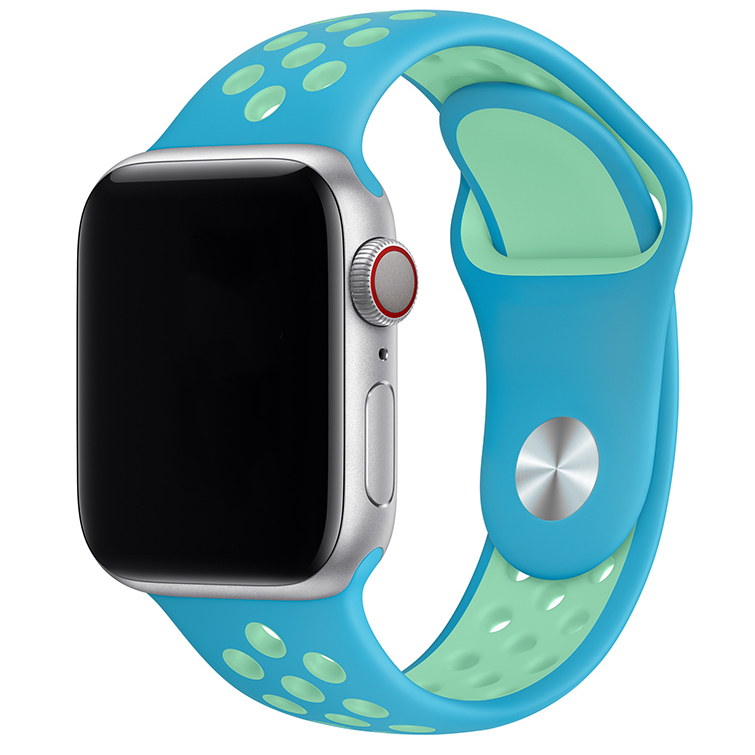 Bracelet sport double Apple Watch - bleu chlore vert lueur