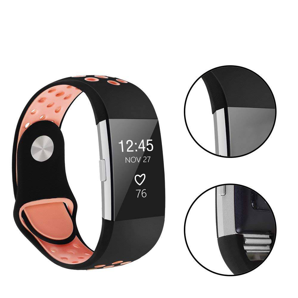 Bracelet sport double Fitbit Charge 2 - noir rose