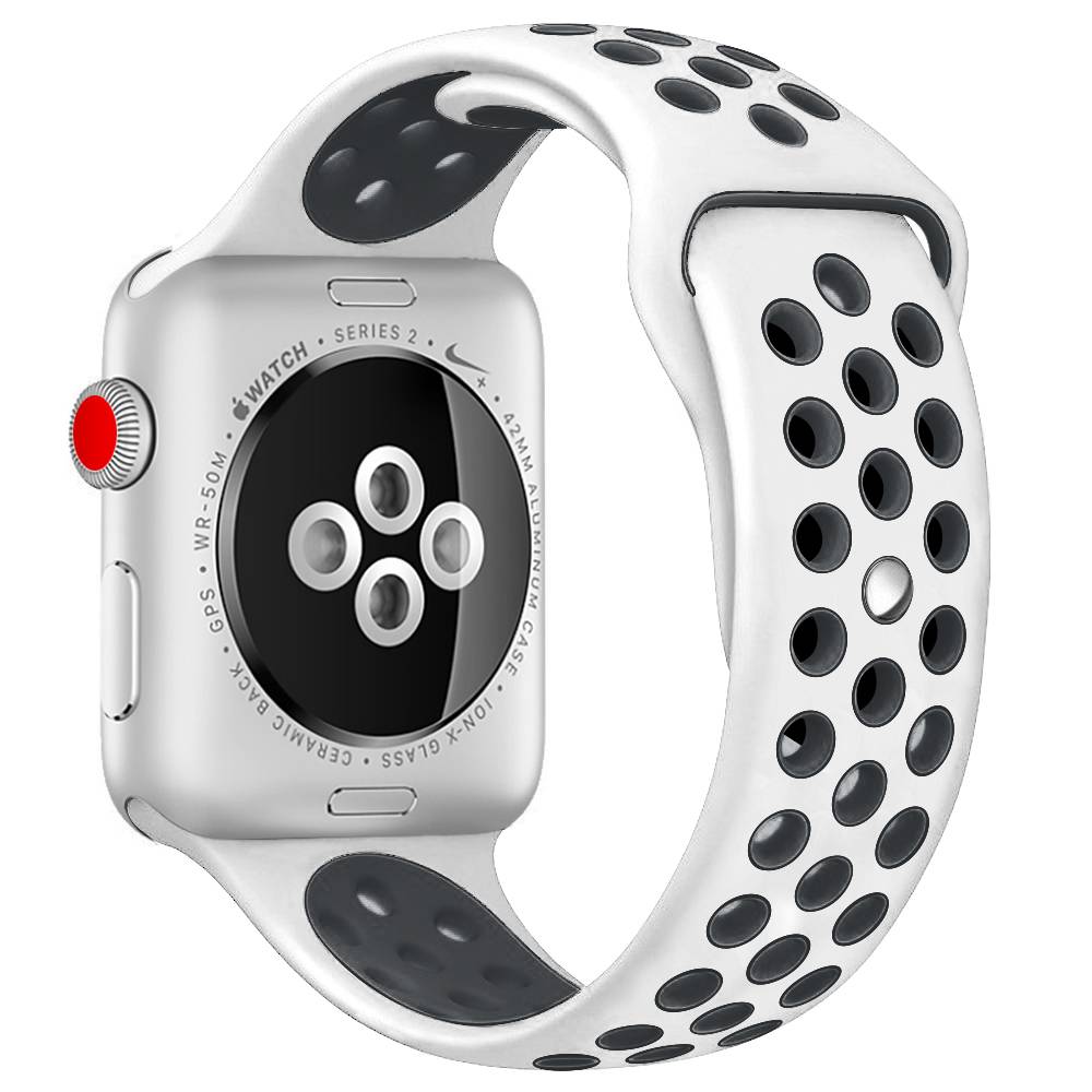 Bracelet sport double Apple Watch - blanc noir