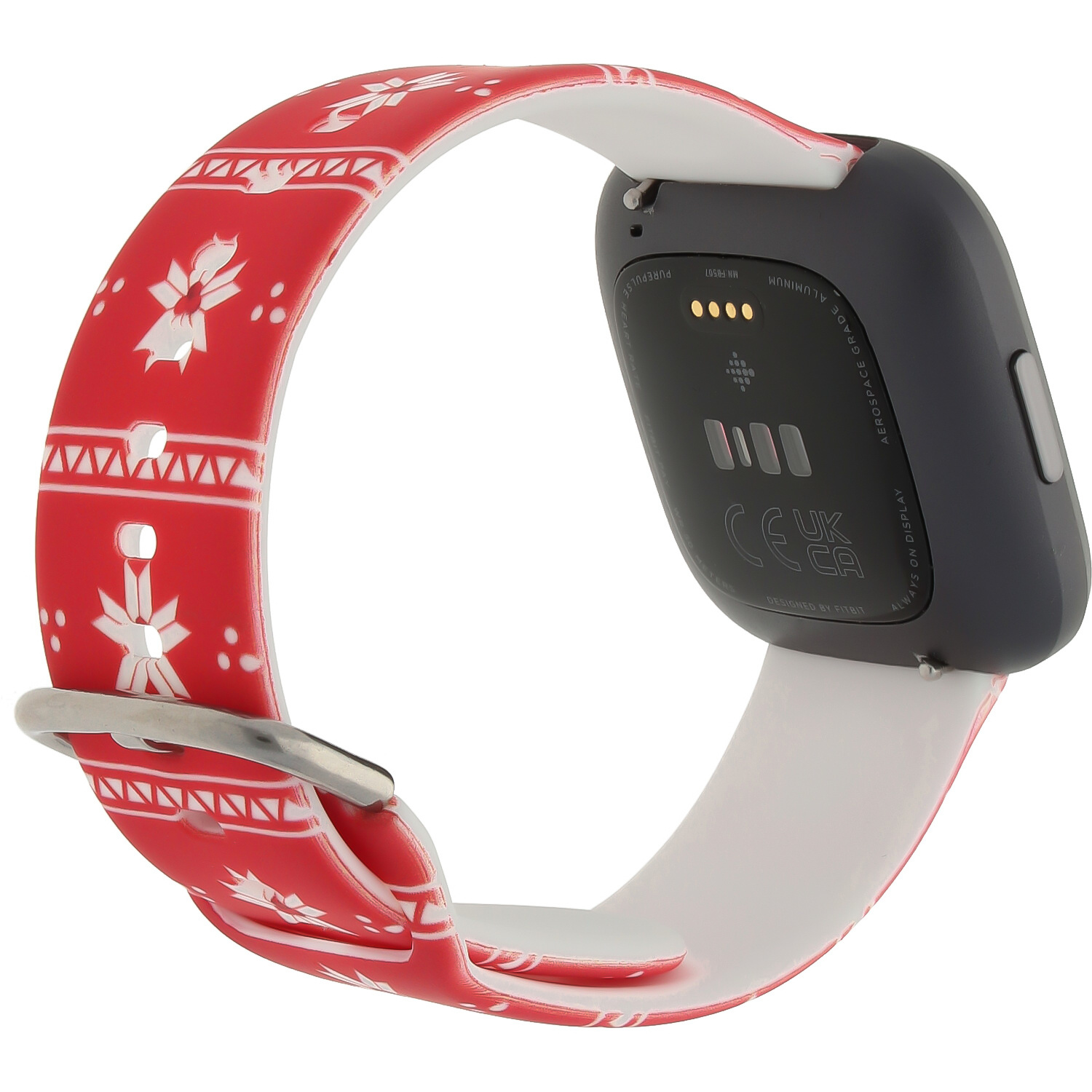Bracelet sport imprimé Fitbit Versa - rouge poinsettia de Noël