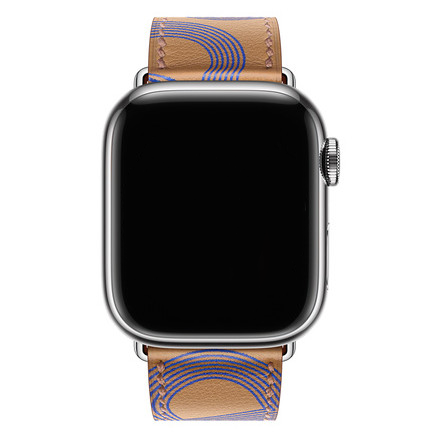 Bracelet en cuir simple tour Apple Watch - brun bleu