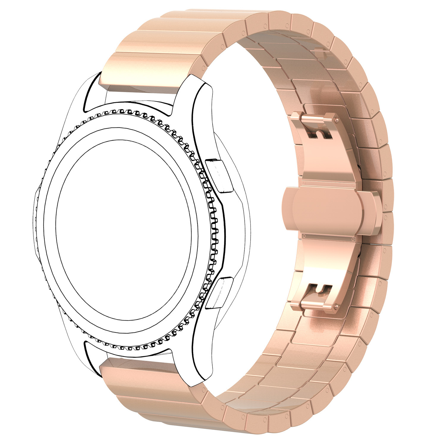 Bracelet acier maillons Samsung Galaxy Watch - or rose