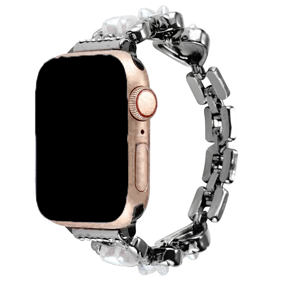 Bracelet à maillons en acier cœur Apple Watch - Demi noir