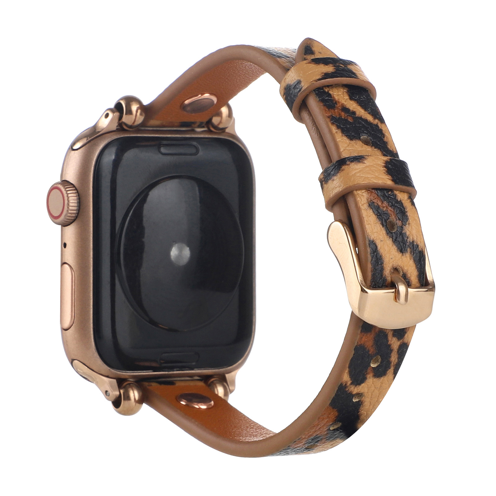 Bracelet en cuir fin Apple Watch - léopard