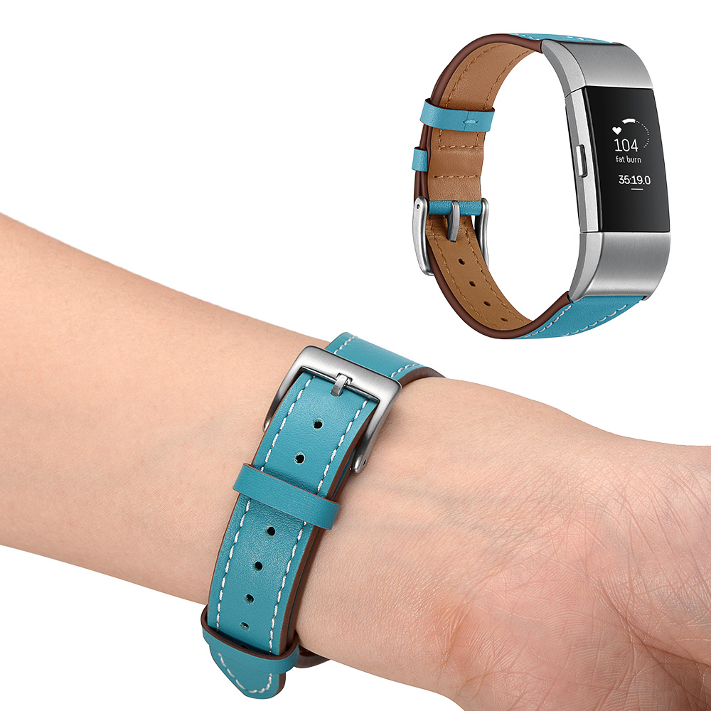 Bracelet en cuir premium Fitbit Charge 2 - bleu clair