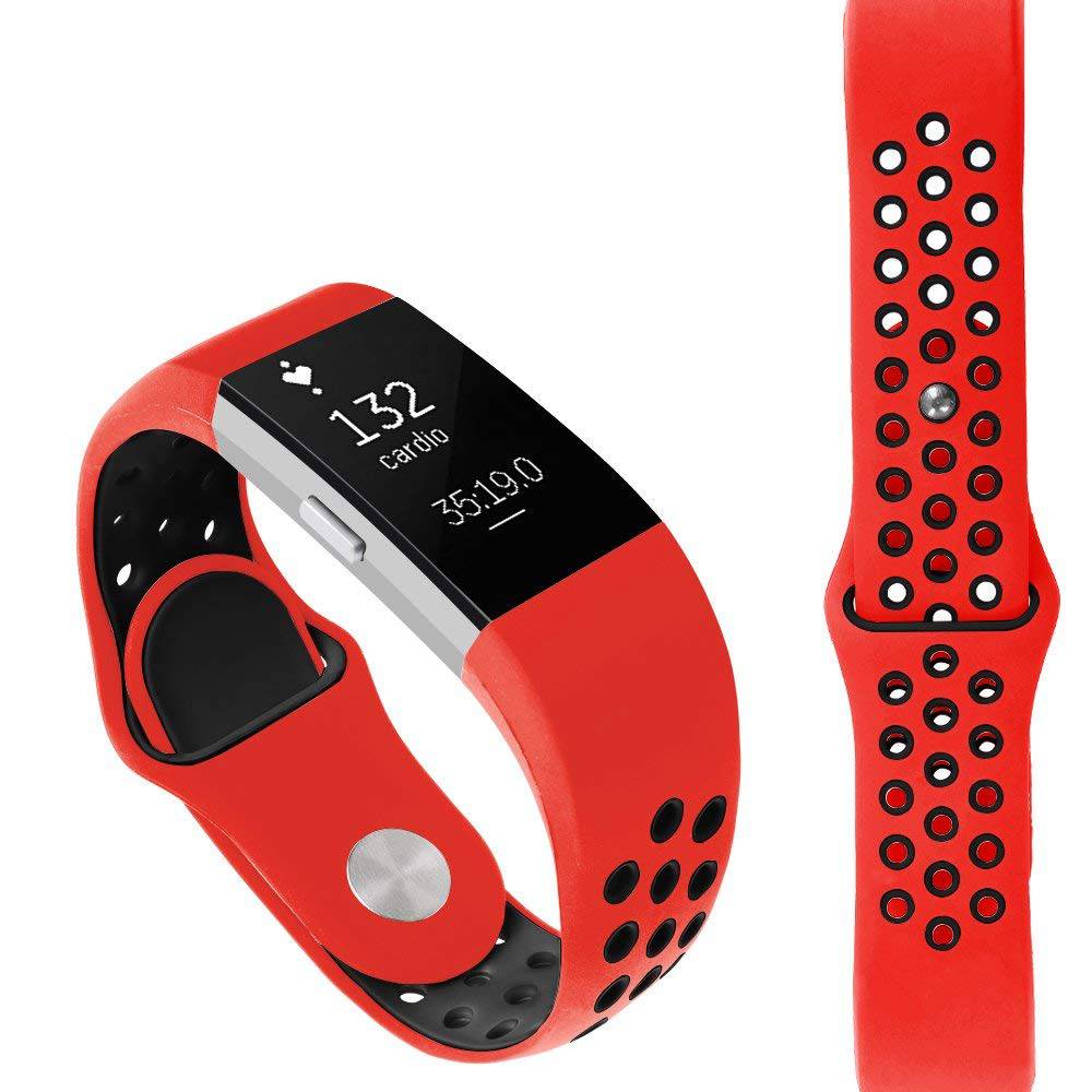 Bracelet sport double Fitbit Charge 2 - rouge noir