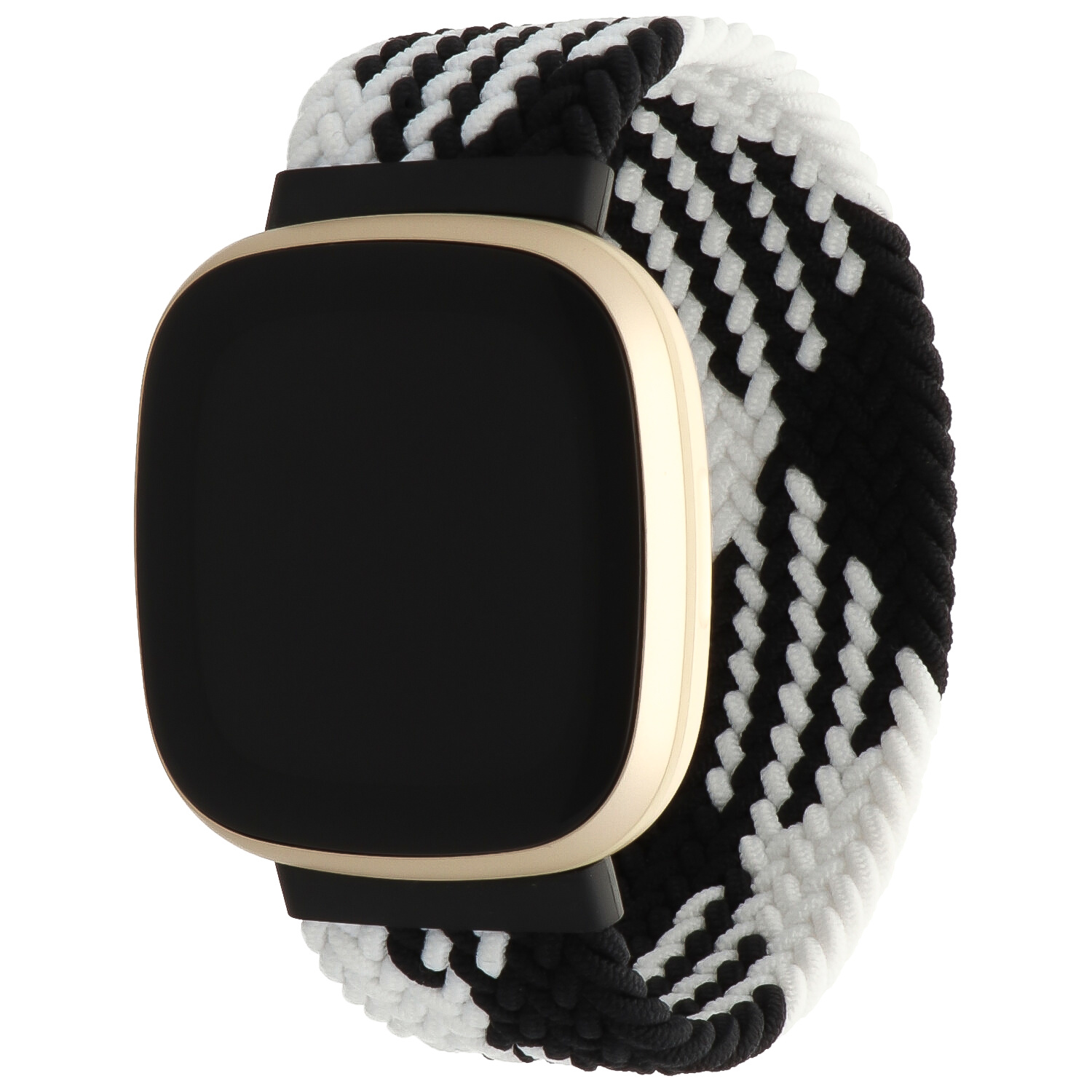 Bracelet nylon Boucle unique tressé Fitbit Versa 3 / Sense - blanc noir