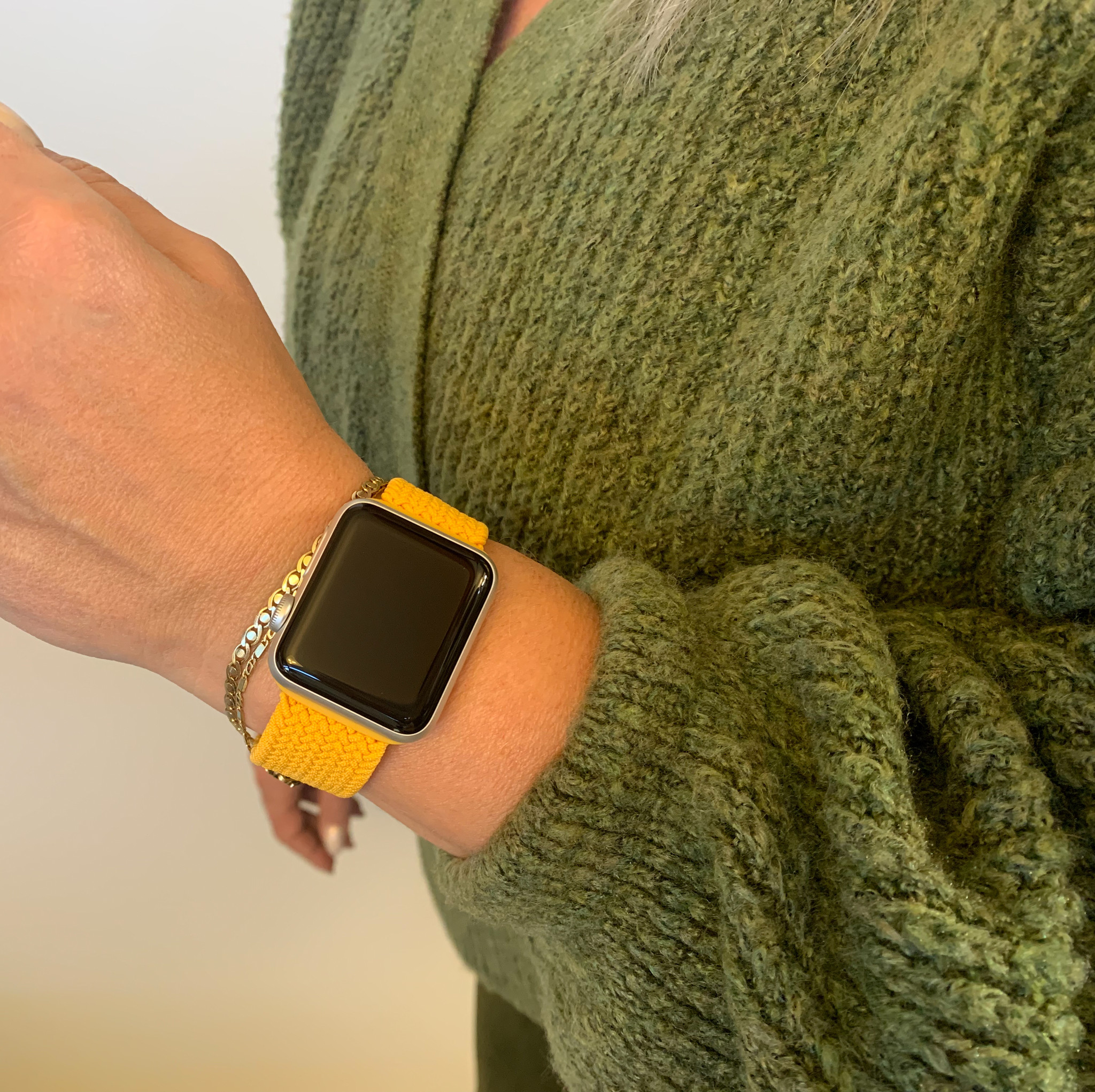 Bracelet nylon Boucle unique tressé Apple Watch - maïs
