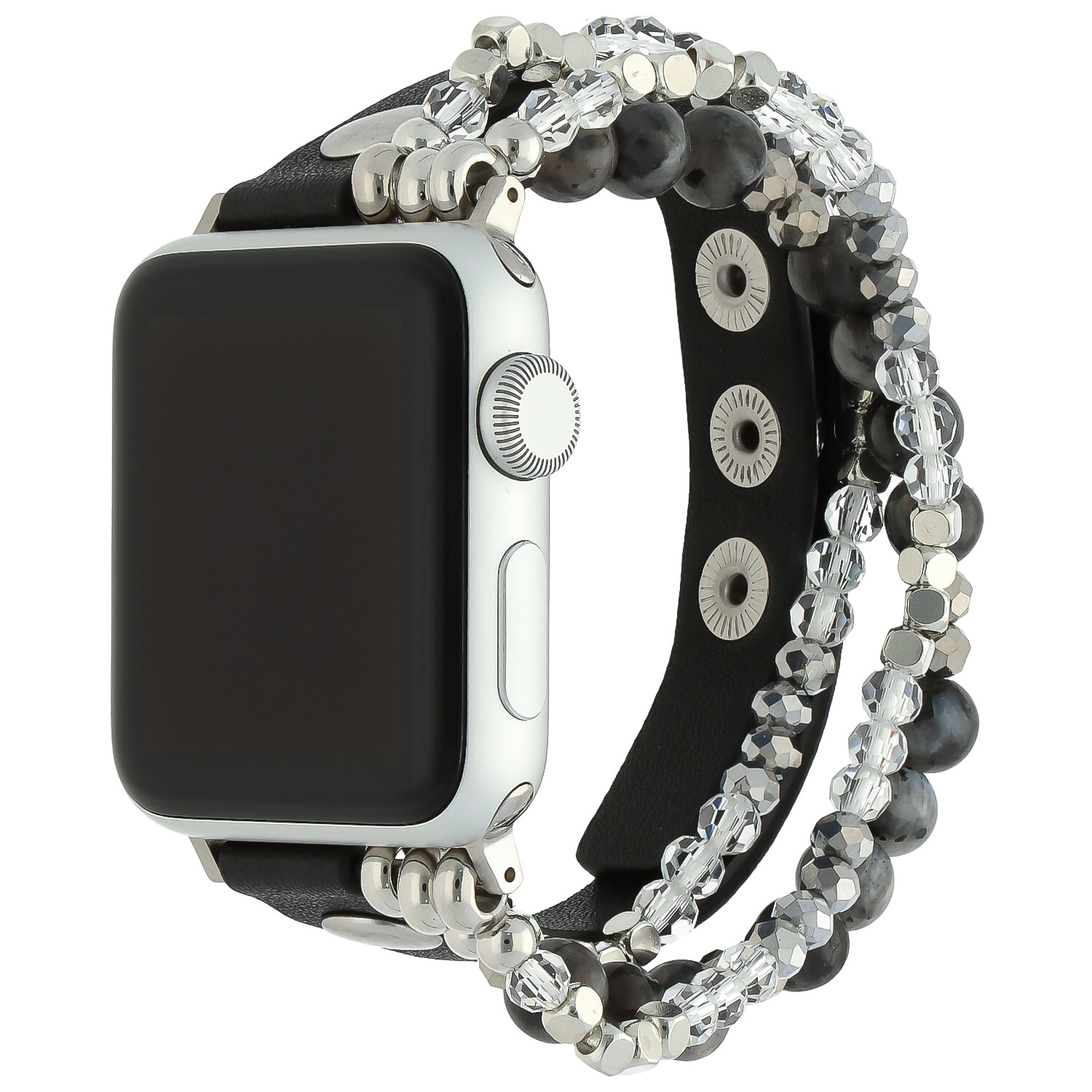 Bracelet en cuir bijoux Apple Watch - noir