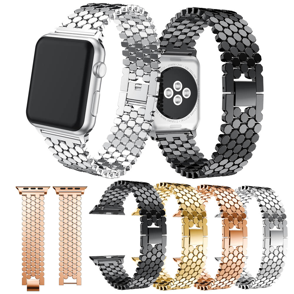 Bracelet acier poisson Apple Watch - or