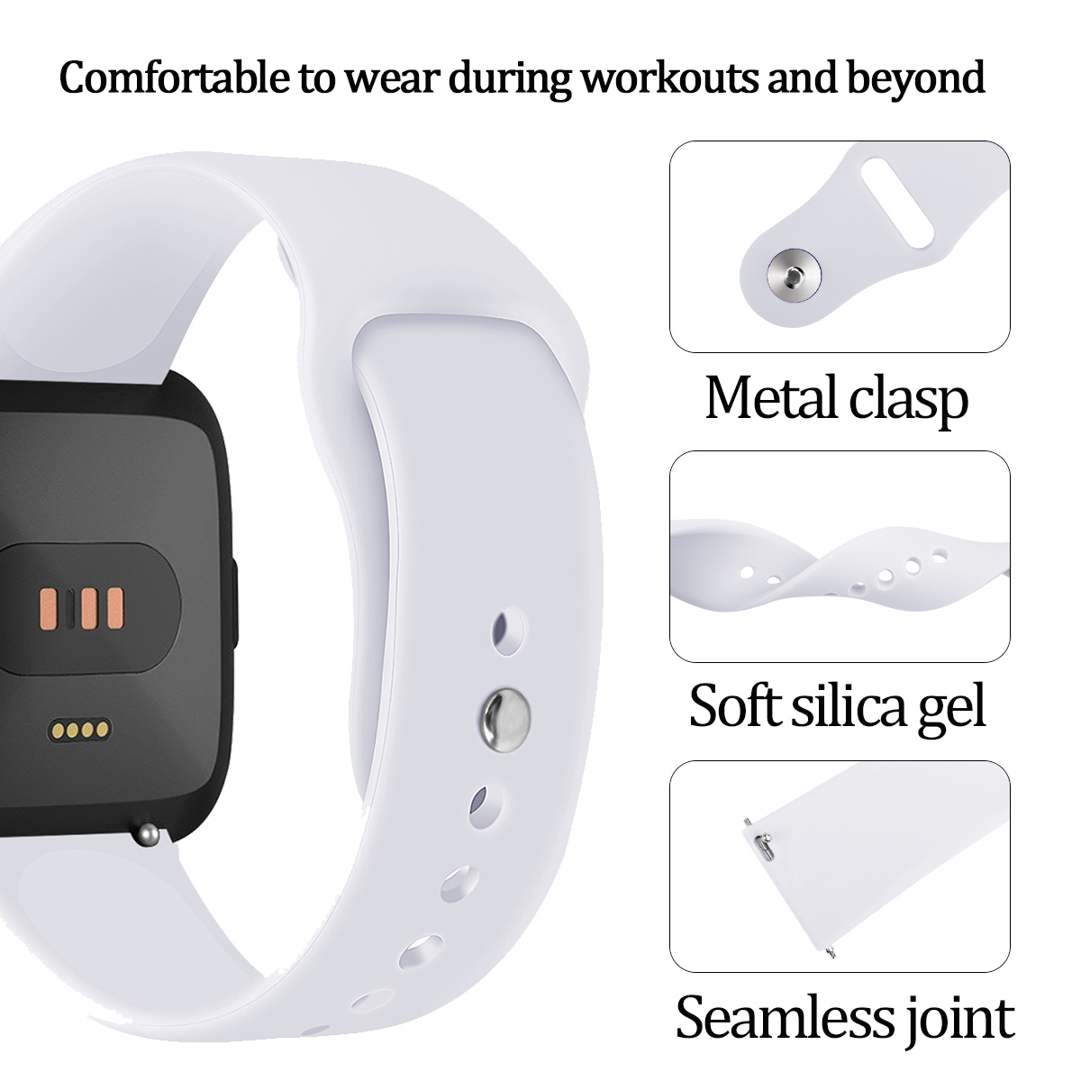 Bracelet sport en silicone Fitbit Versa - blanc