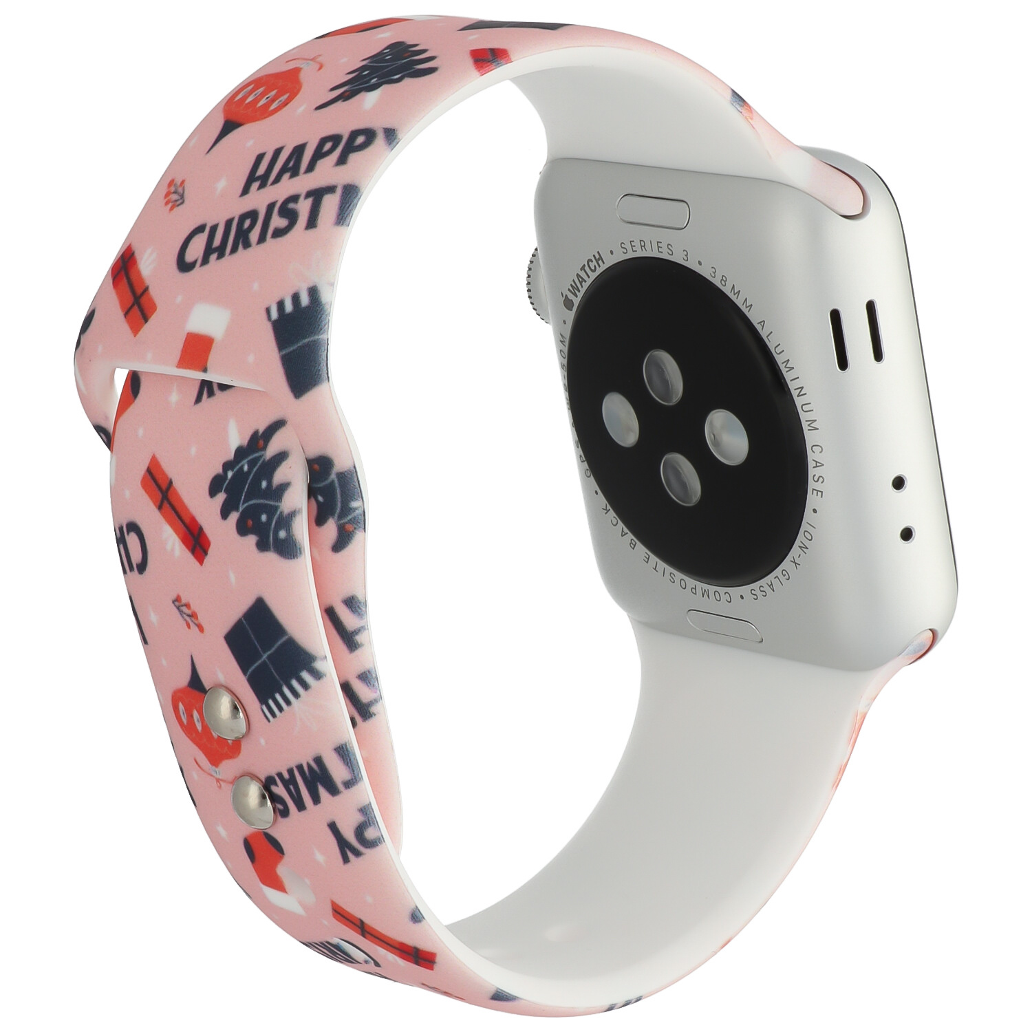 Bracelet sport imprimé Apple Watch - rose de Noël
