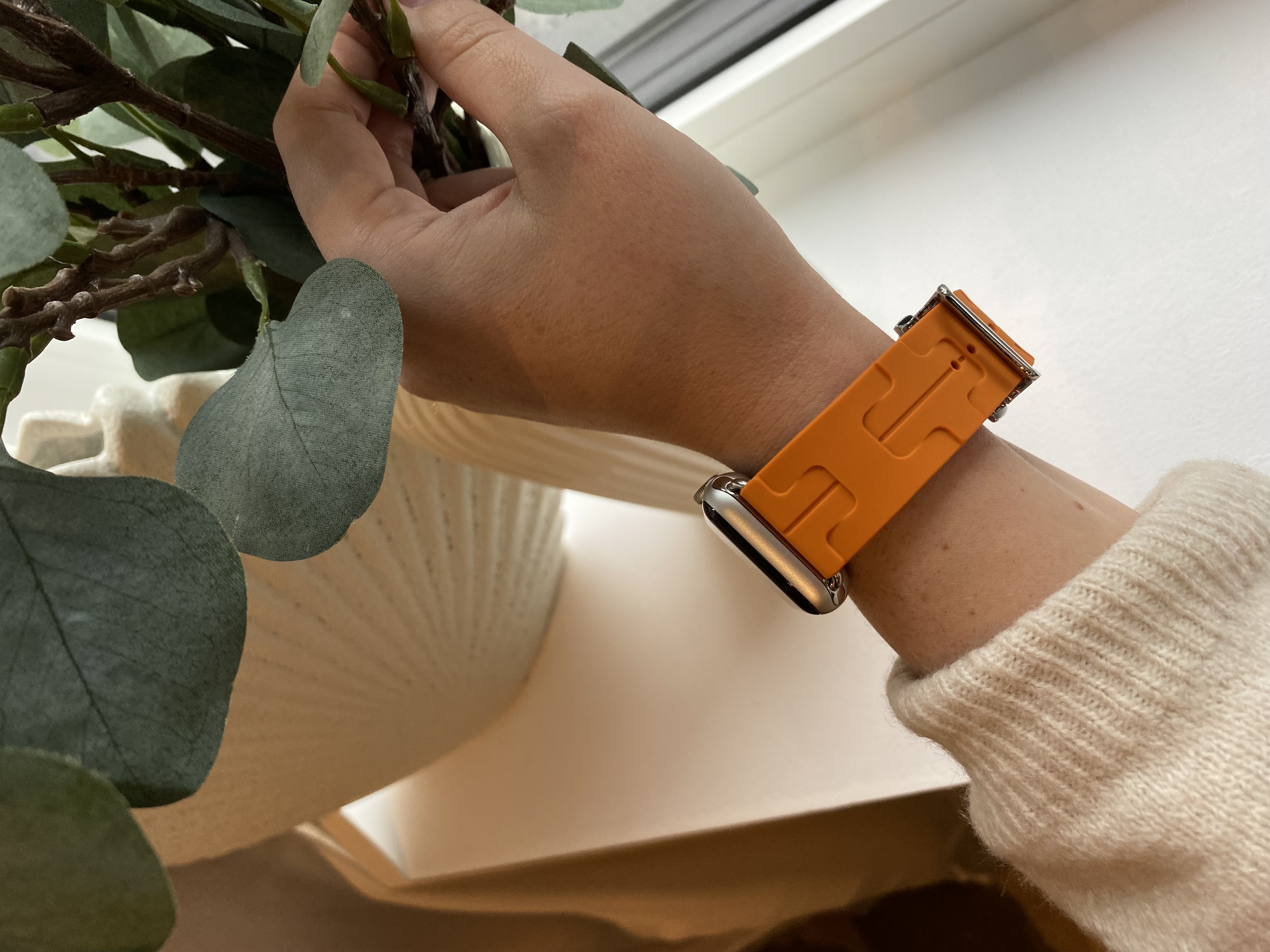 Bracelet sport Hermès simple tour kilim Apple Watch - orange