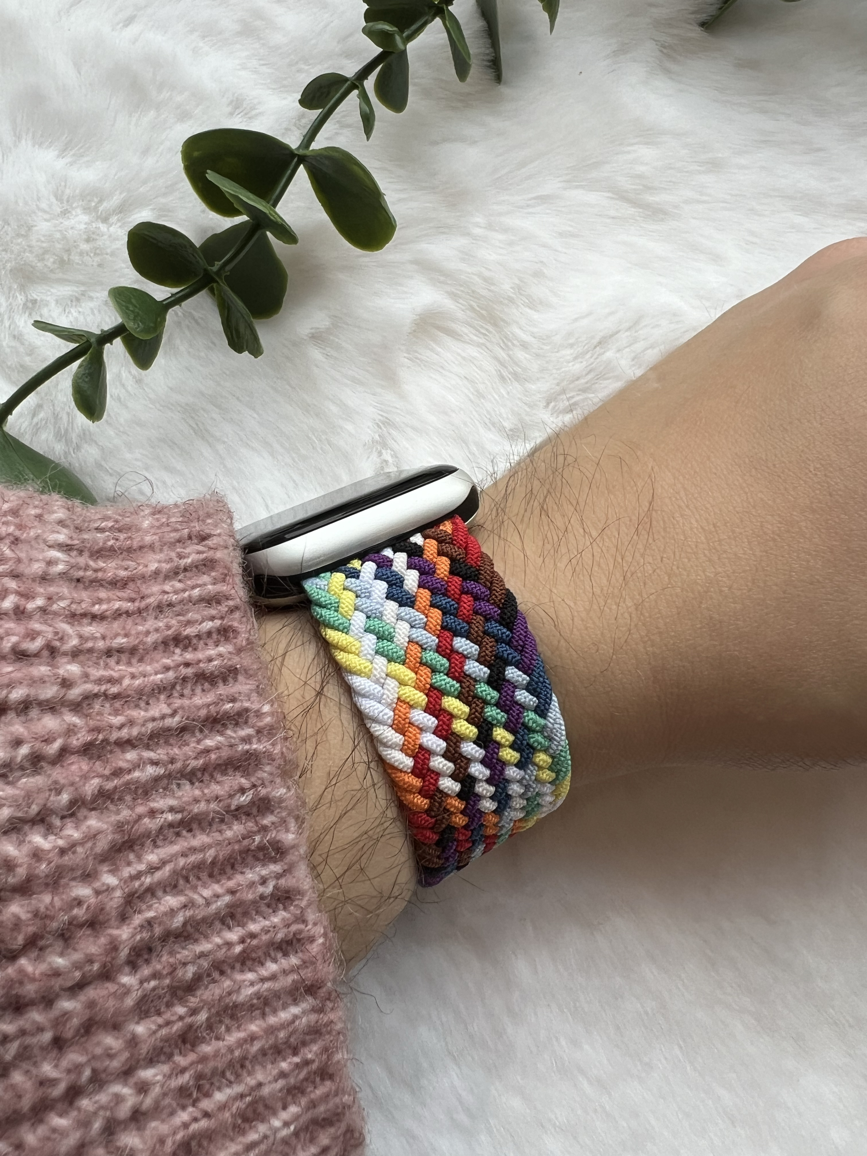 Bracelet nylon Boucle unique tressé Apple Watch - colorée et brillante