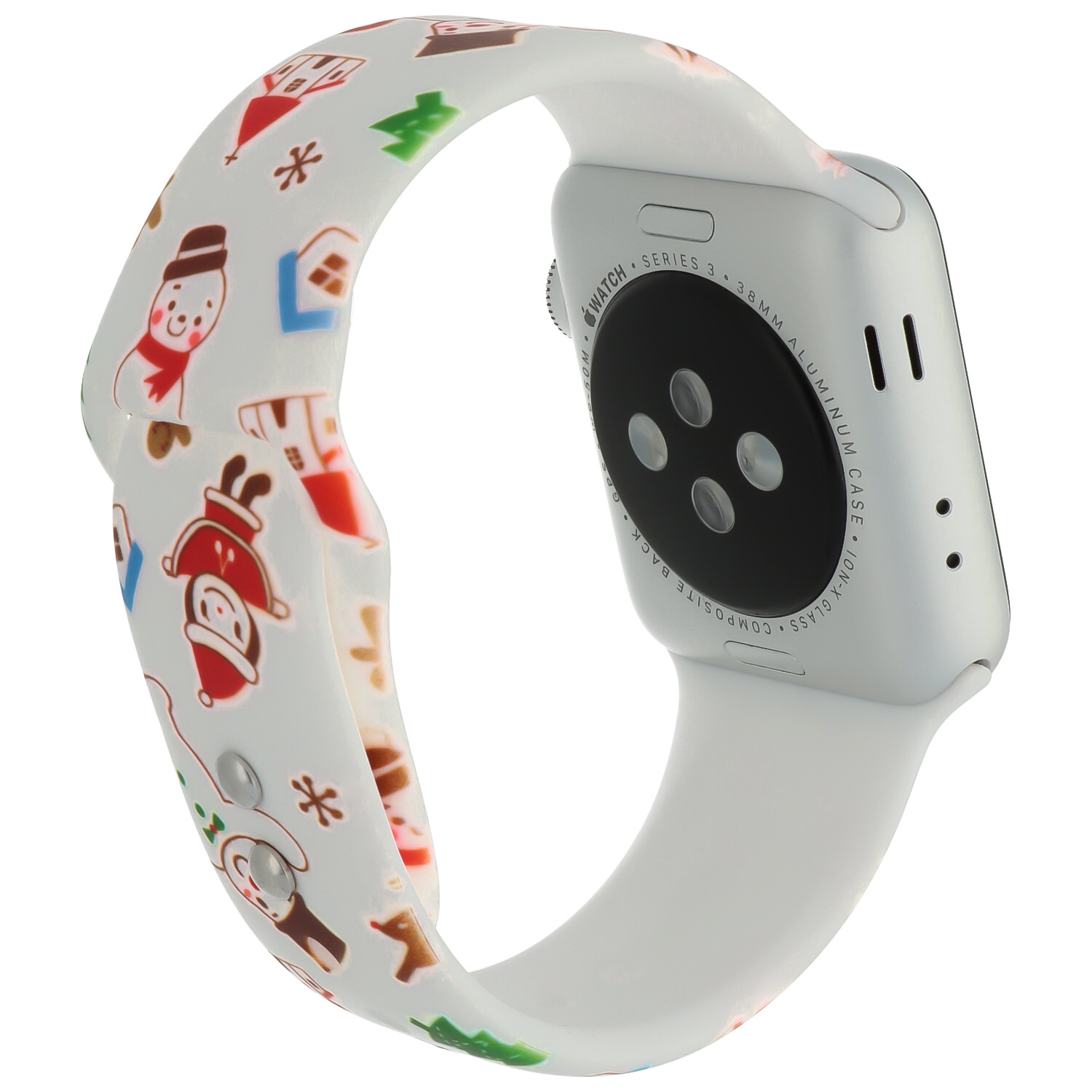 Bracelet sport imprimé Apple Watch - Noël bonhomme de neige blanc
