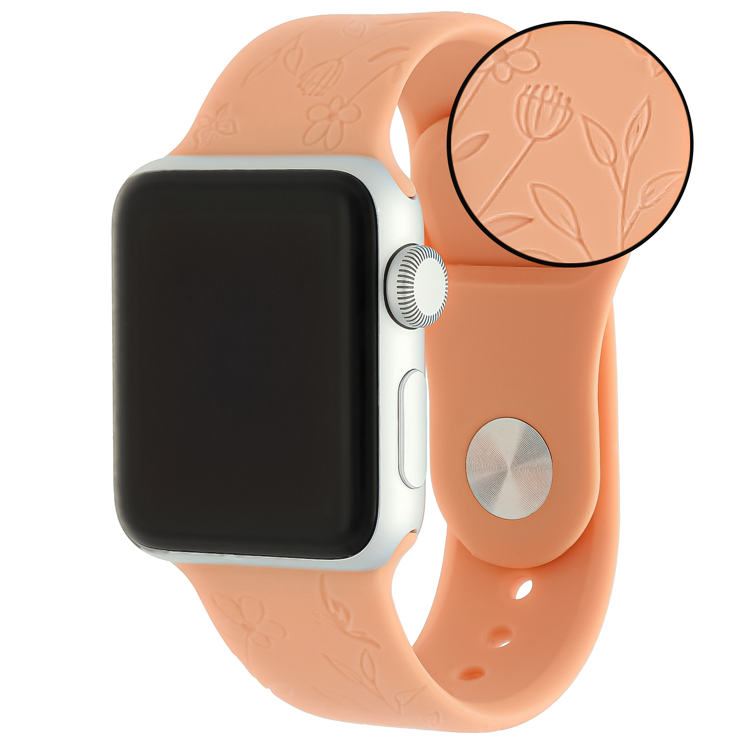 Bracelet sport imprimé Apple Watch - fleurs orange