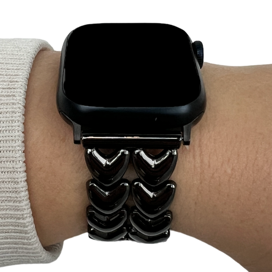 Bracelet à maillons en acier cœur Apple Watch - noir