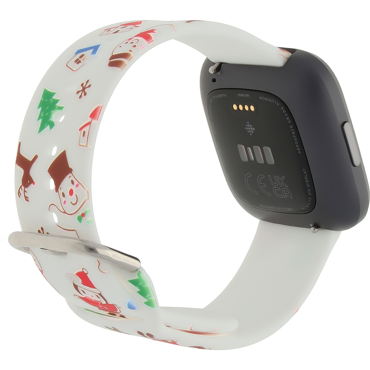Bracelet sport imprimé Fitbit Versa - Bonhomme de neige de Noël blanc