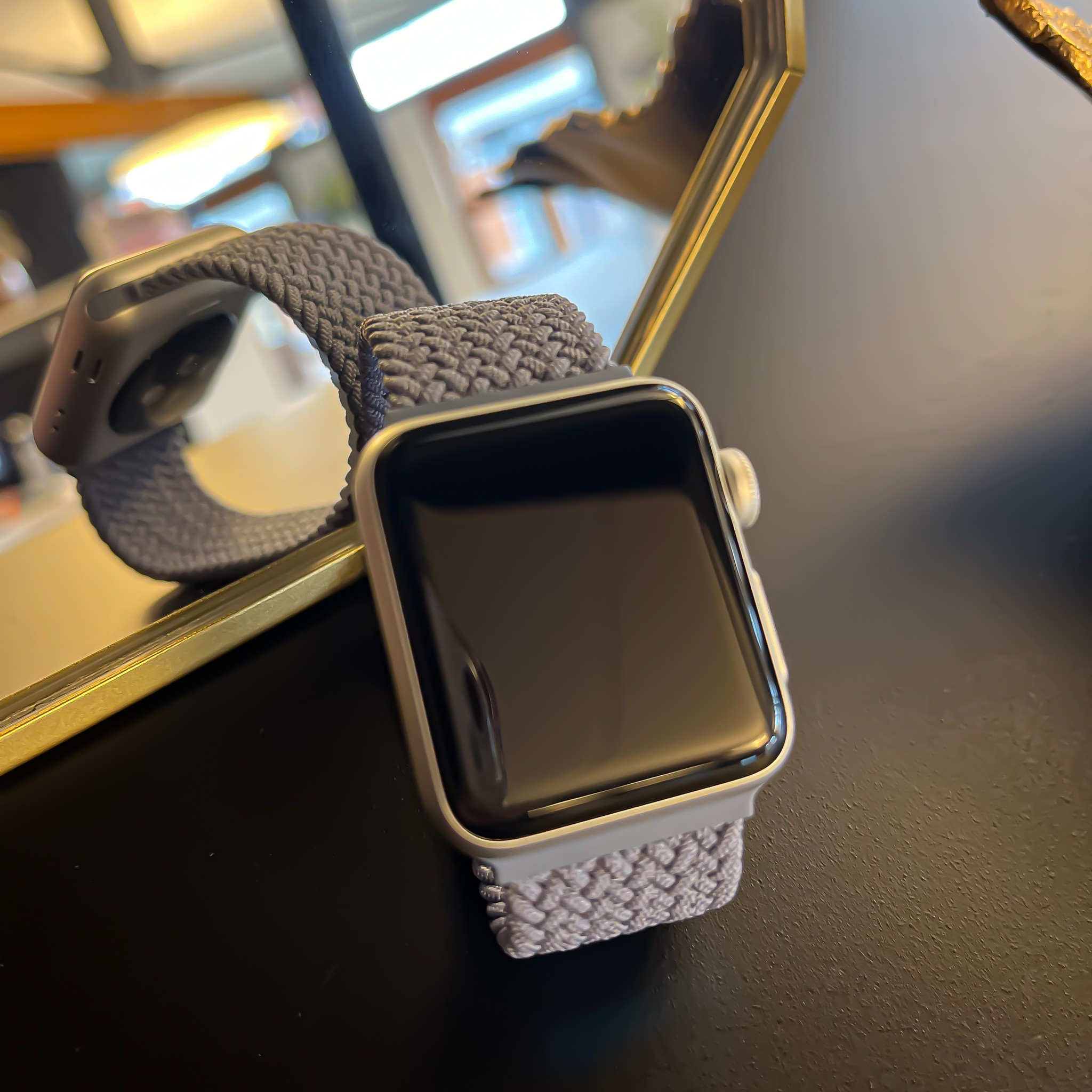 Bracelet nylon Boucle unique tressé Apple Watch - ardoise