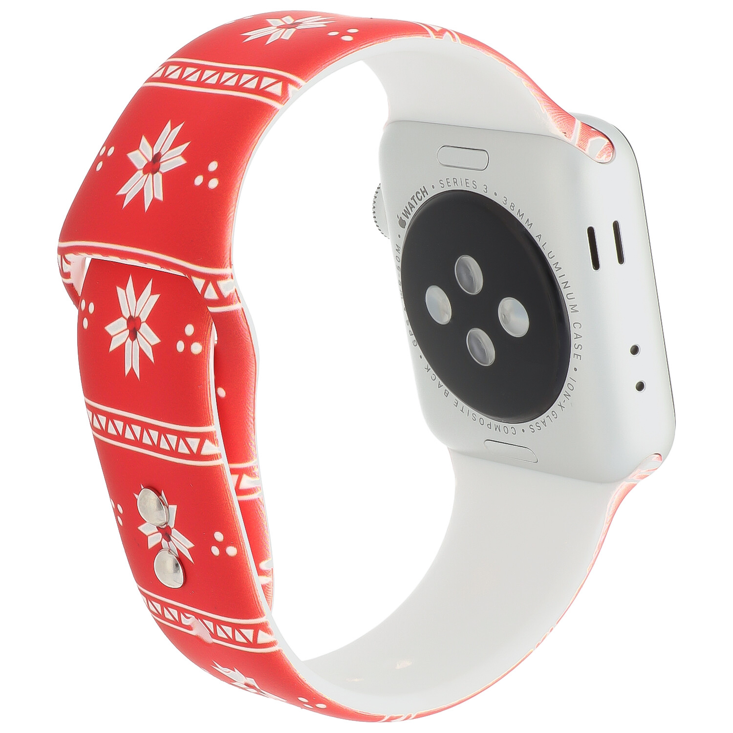 Bracelet sport imprimé Apple Watch - rouge poinsettia de Noël